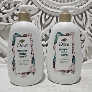 NEW Dove 2pc Bundle Peppermint Bark Hand Wash/Soap 12 Oz Bottles